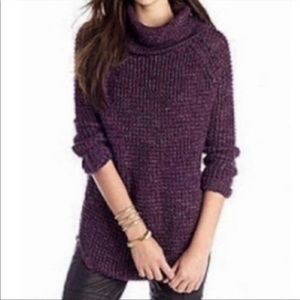 Free People Purple Cowl Neck Sweater